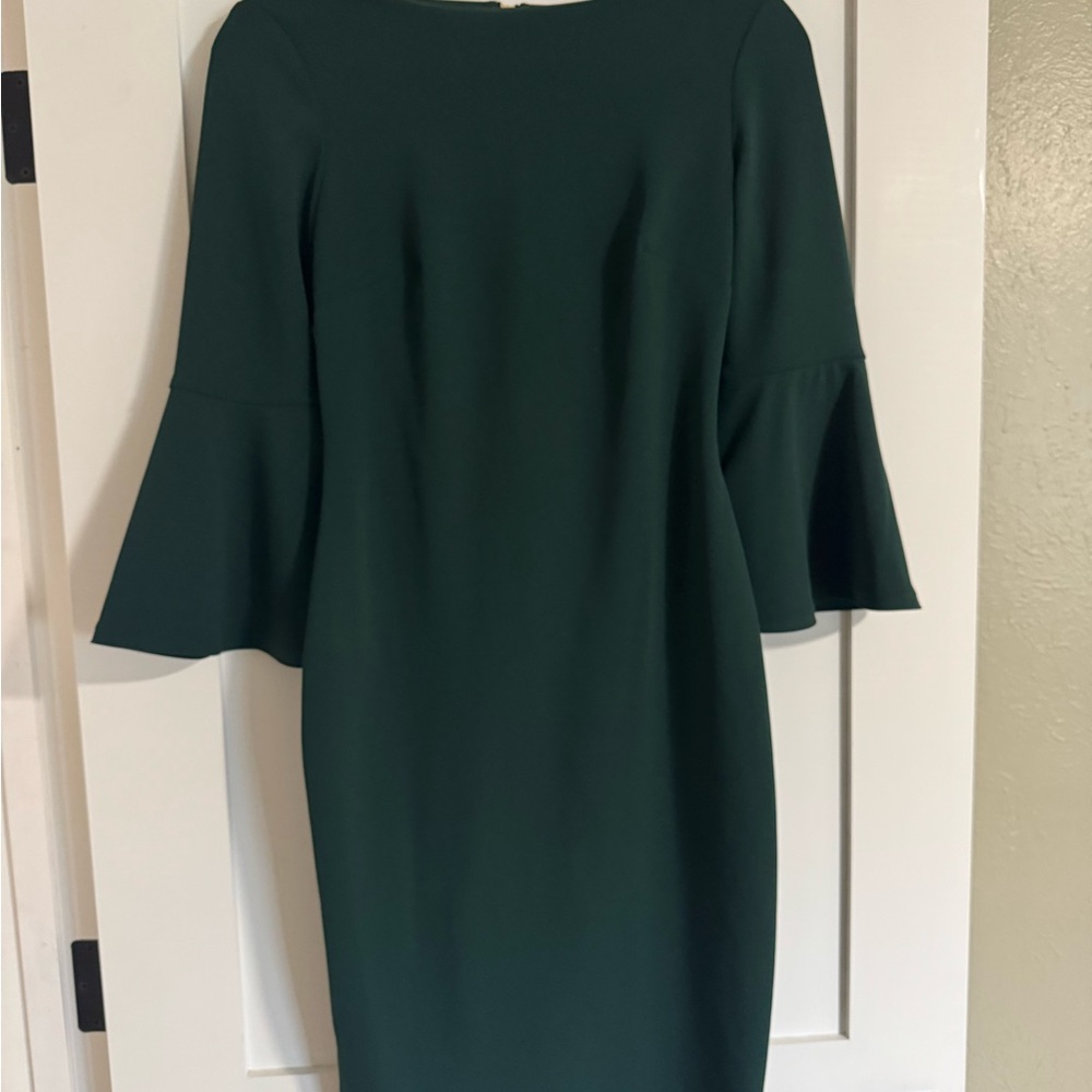 Calvin Klein Emerald 3/4 Length Bell Sleeve Dress